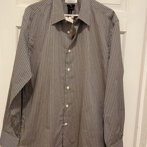 Versace Black and White Dress Shirt with Stripes 17.5   /44